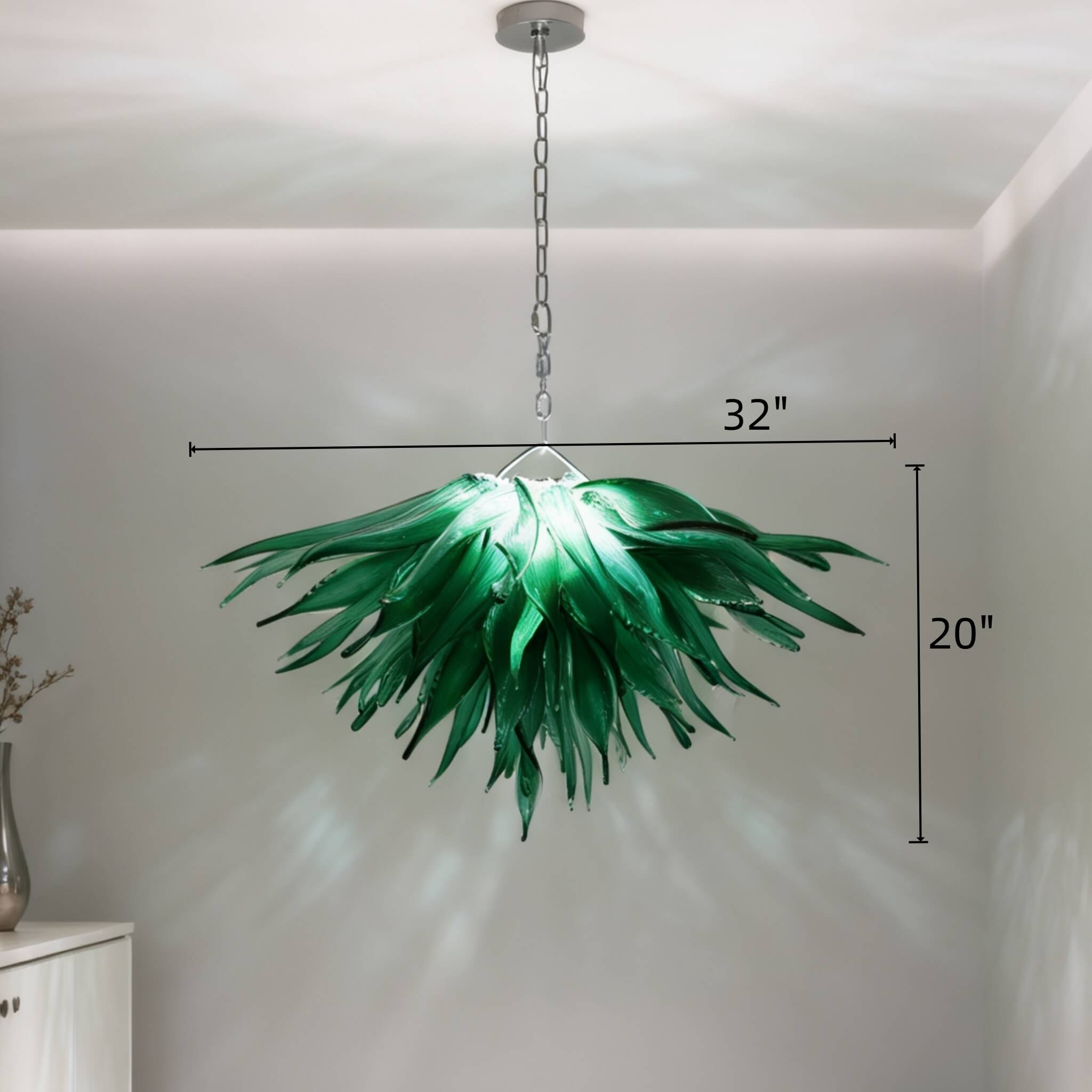 Green grass chandelier lighting dining room decoration bring a fresh breath of nature feeling