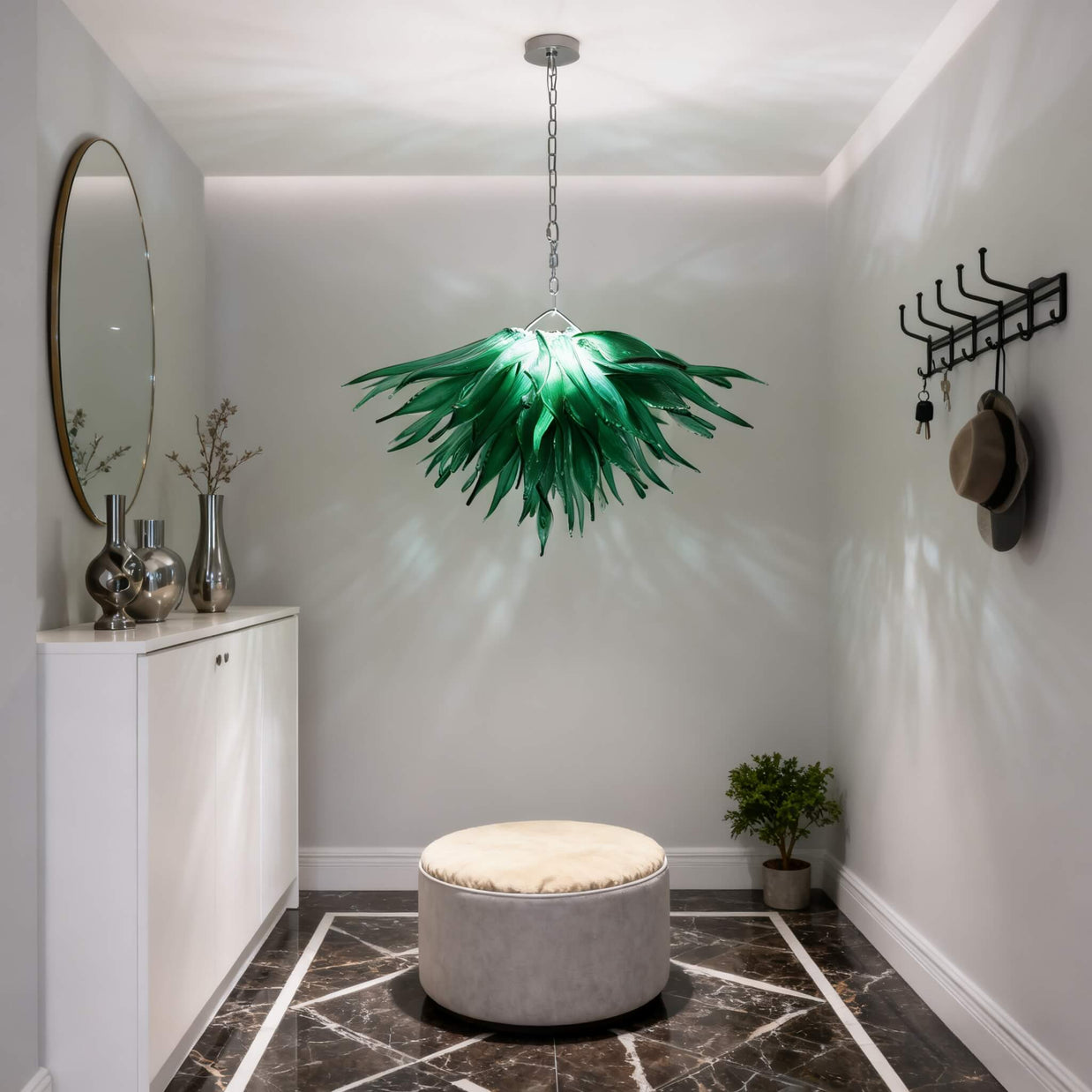 Green grass chandelier lighting