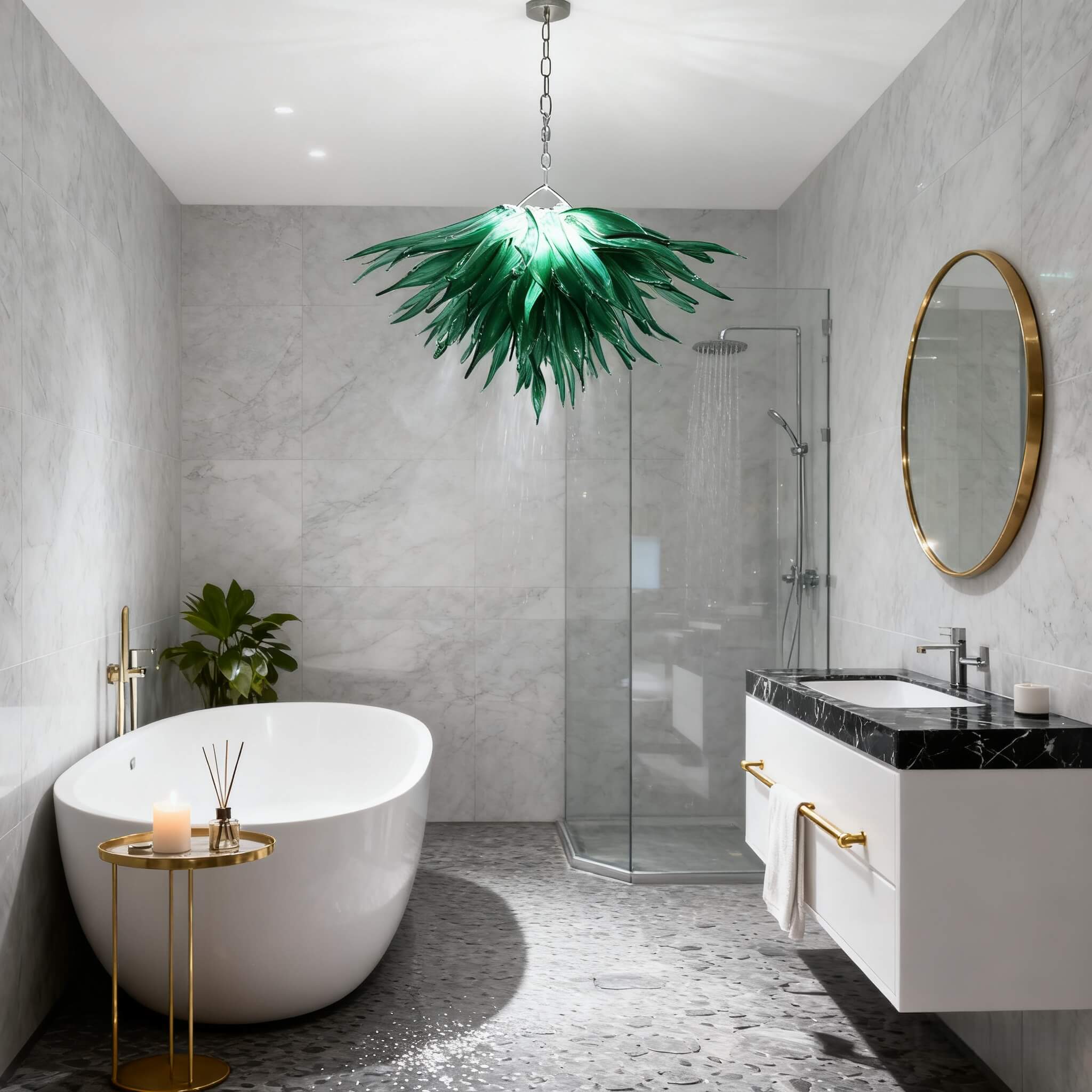 Green grass chandelier lighting