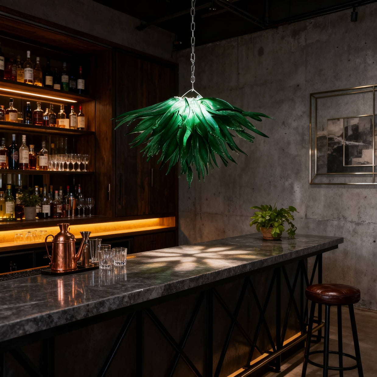 Green grass chandelier lighting