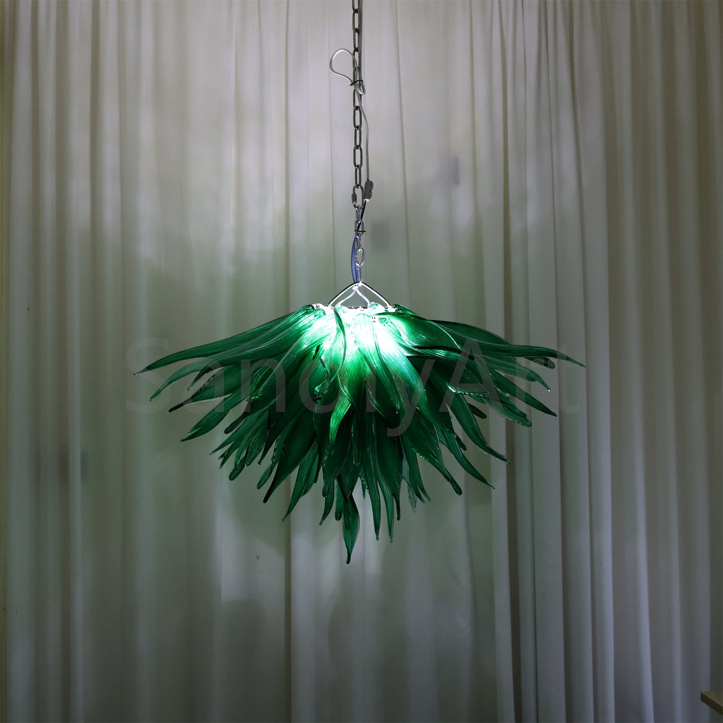 Bring a fresh breath of nature feeling green grass chandelier lighting dining room decoration