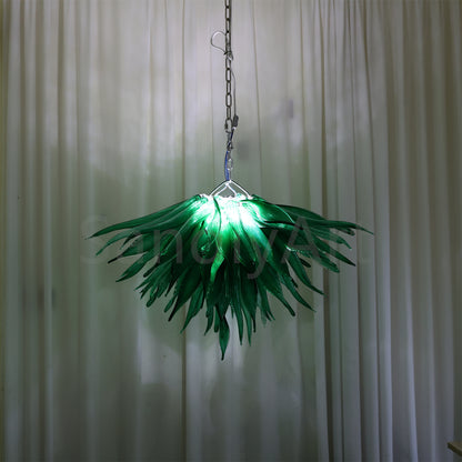 Bring a fresh breath of nature feeling green grass chandelier lighting dining room decoration