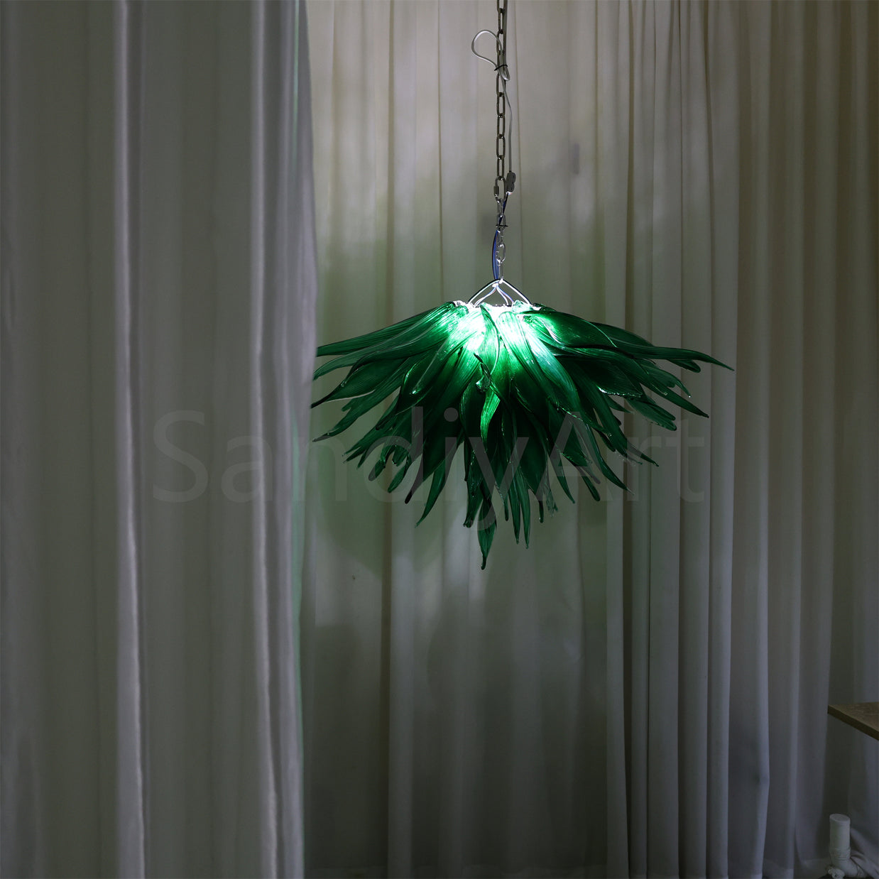 Bring a fresh breath of nature feeling green grass chandelier lighting dining room decoration