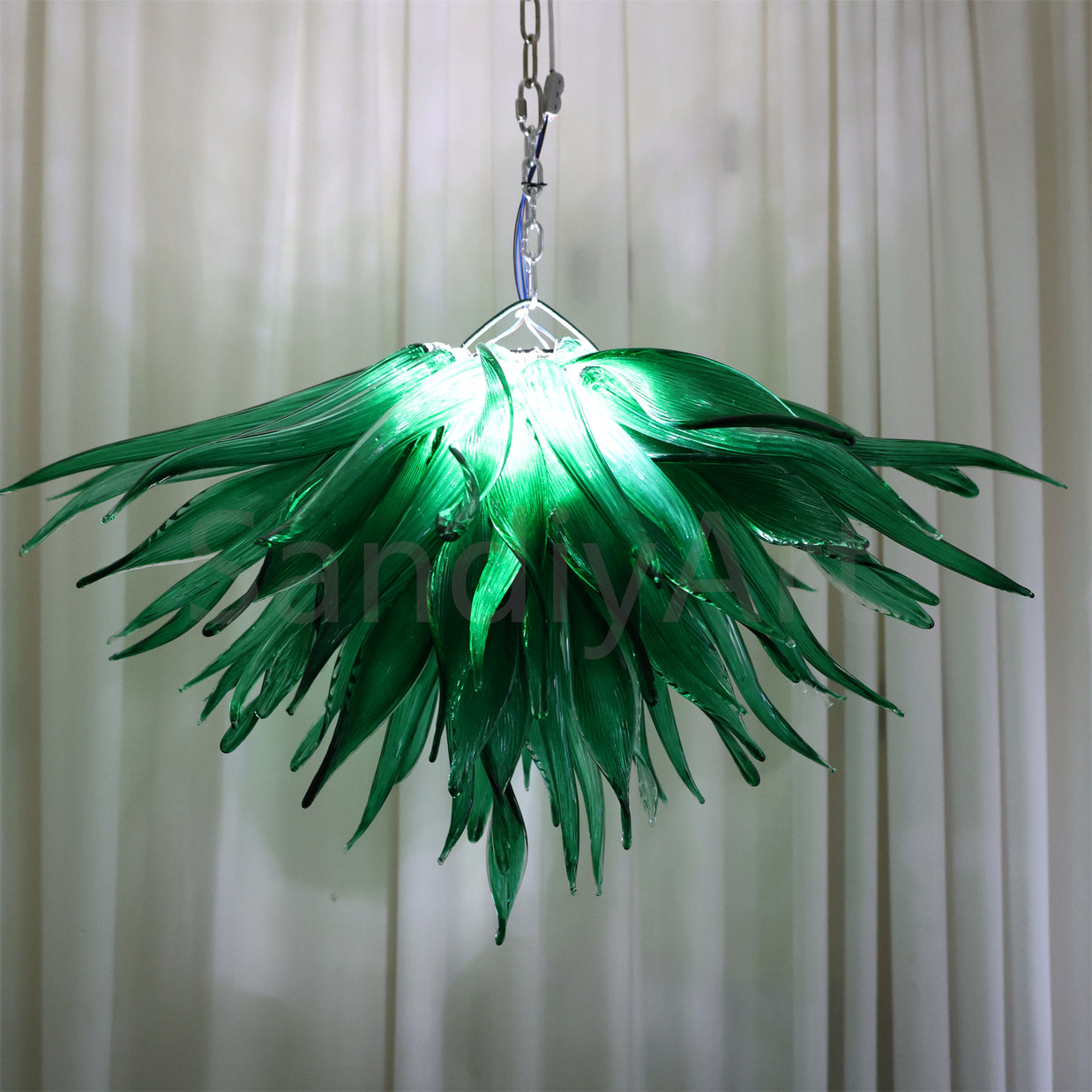 Bring a fresh breath of nature feeling green grass chandelier lighting dining room decoration