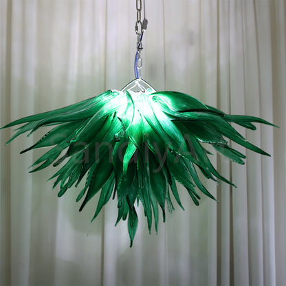 Bring a fresh breath of nature feeling green grass chandelier lighting dining room decoration