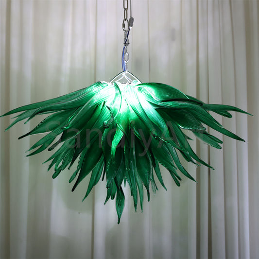 Bring a fresh breath of nature feeling green grass chandelier lighting dining room decoration
