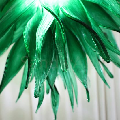 Bring a fresh breath of nature feeling green grass chandelier lighting dining room decoration