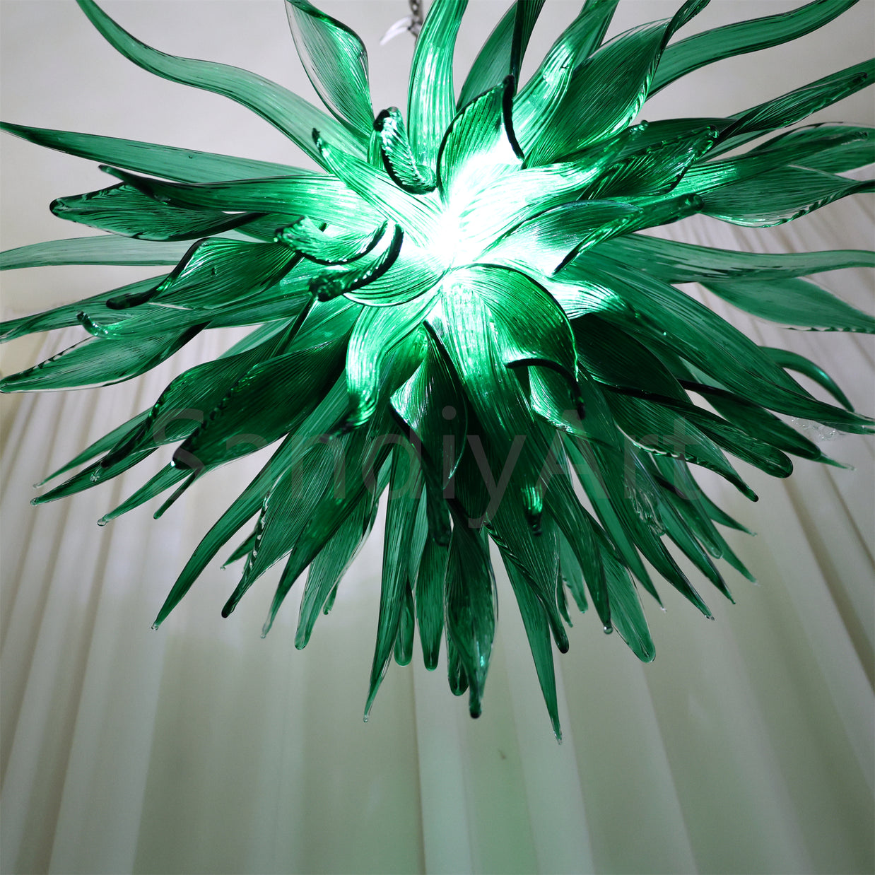 Bring a fresh breath of nature feeling green grass chandelier lighting dining room decoration