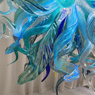 Big round shap mixed horn leaves spiral tendrils hand made murano glass chandelier Inspired by Dale Chihuly