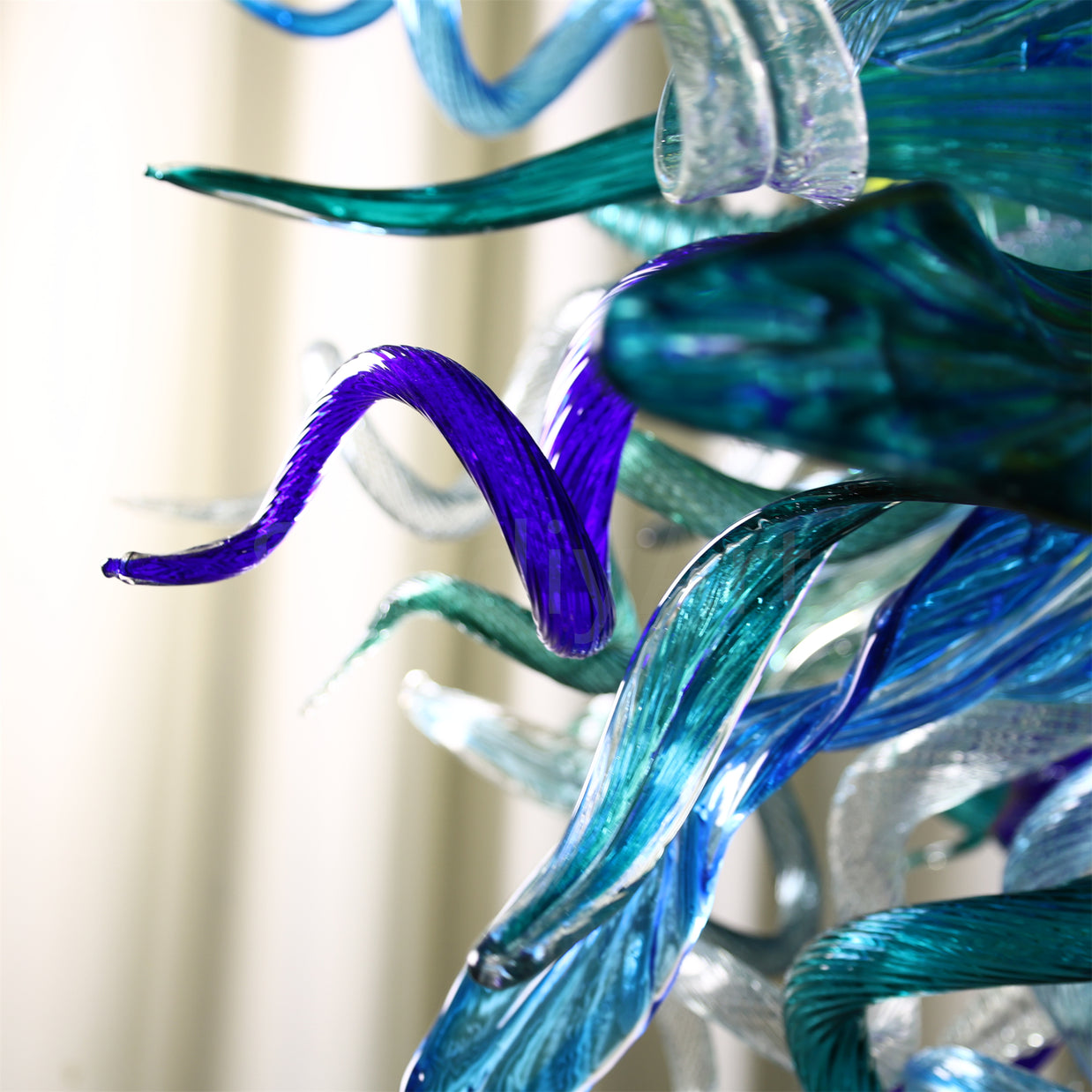 Big round shap mixed horn leaves spiral tendrils hand made murano glass chandelier Inspired by Dale Chihuly