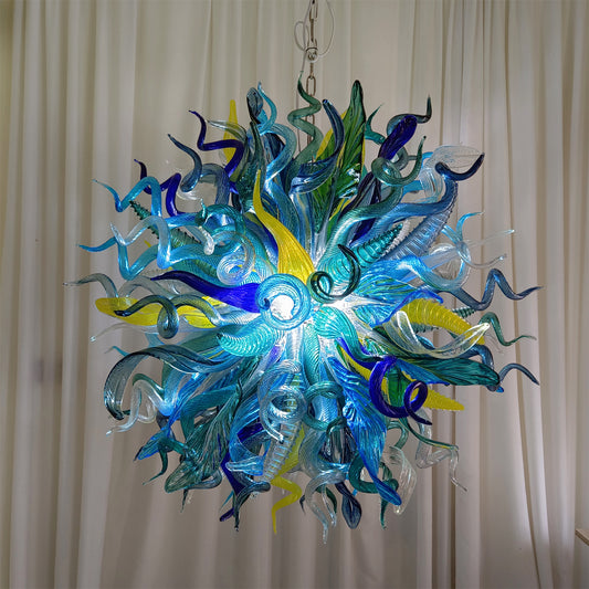 Big round shap mixed horn leaves spiral tendrils hand made murano glass chandelier Inspired by Dale Chihuly