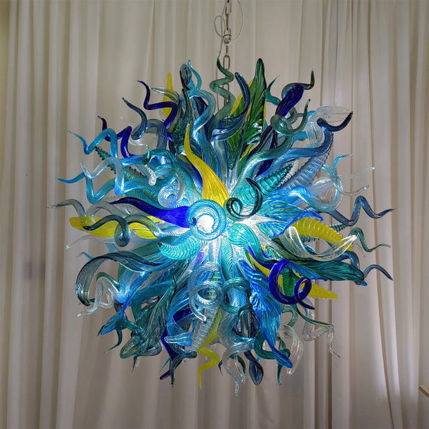Big round shap mixed horn leaves spiral tendrils hand made murano glass chandelier Inspired by Dale Chihuly