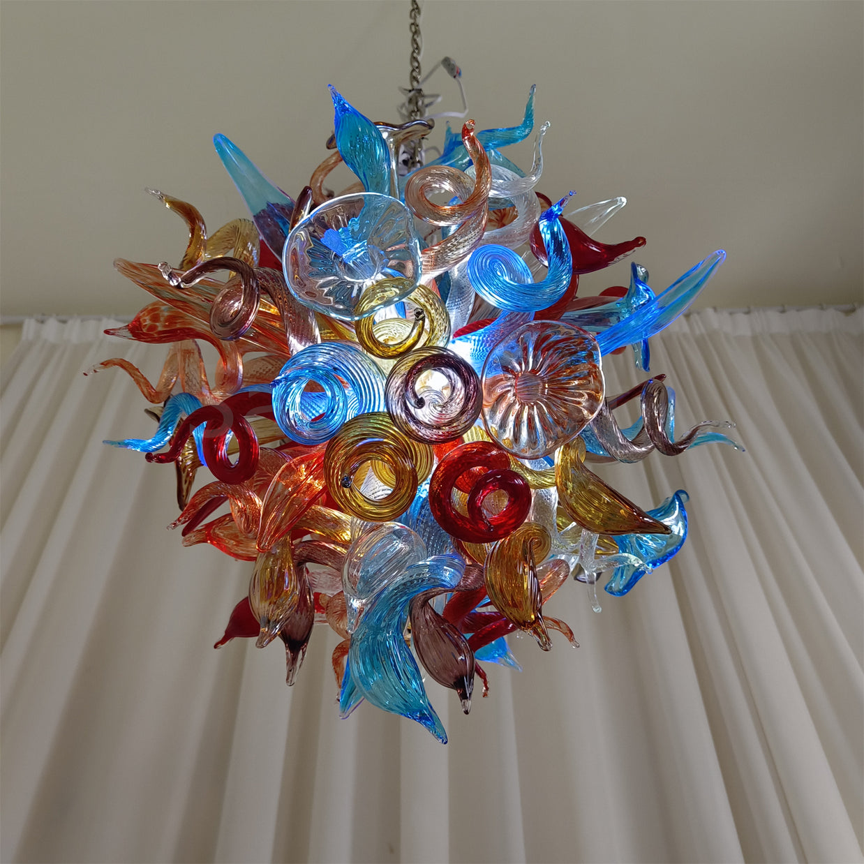 Where to buy chihuly style blown glass colorful flower chandelier