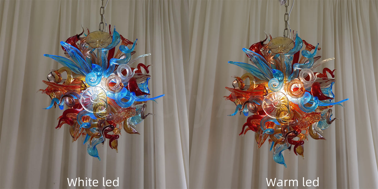 Where to buy chihuly style blown glass colorful flower chandelier