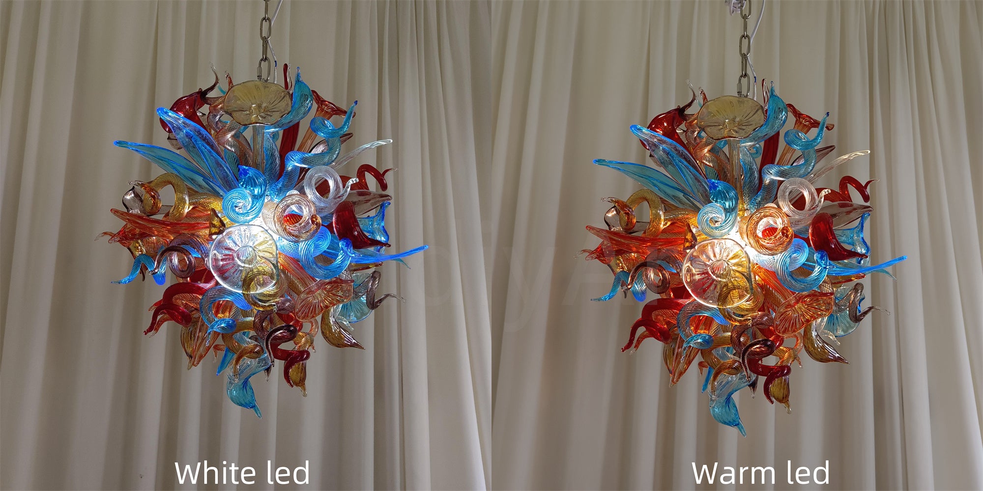 Where to buy chihuly style blown glass colorful flower chandelier