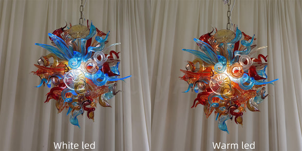 Where to buy chihuly style blown glass colorful flower chandelier