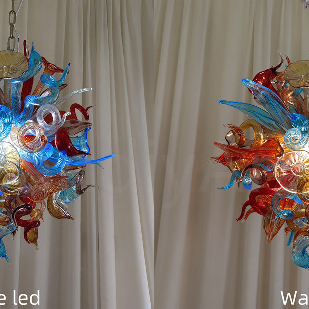 Where to buy chihuly style blown glass colorful flower chandelier