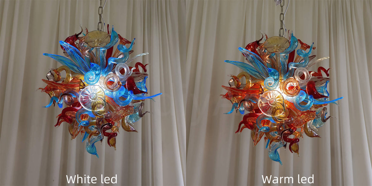 blown glass colorful flower chandelier
