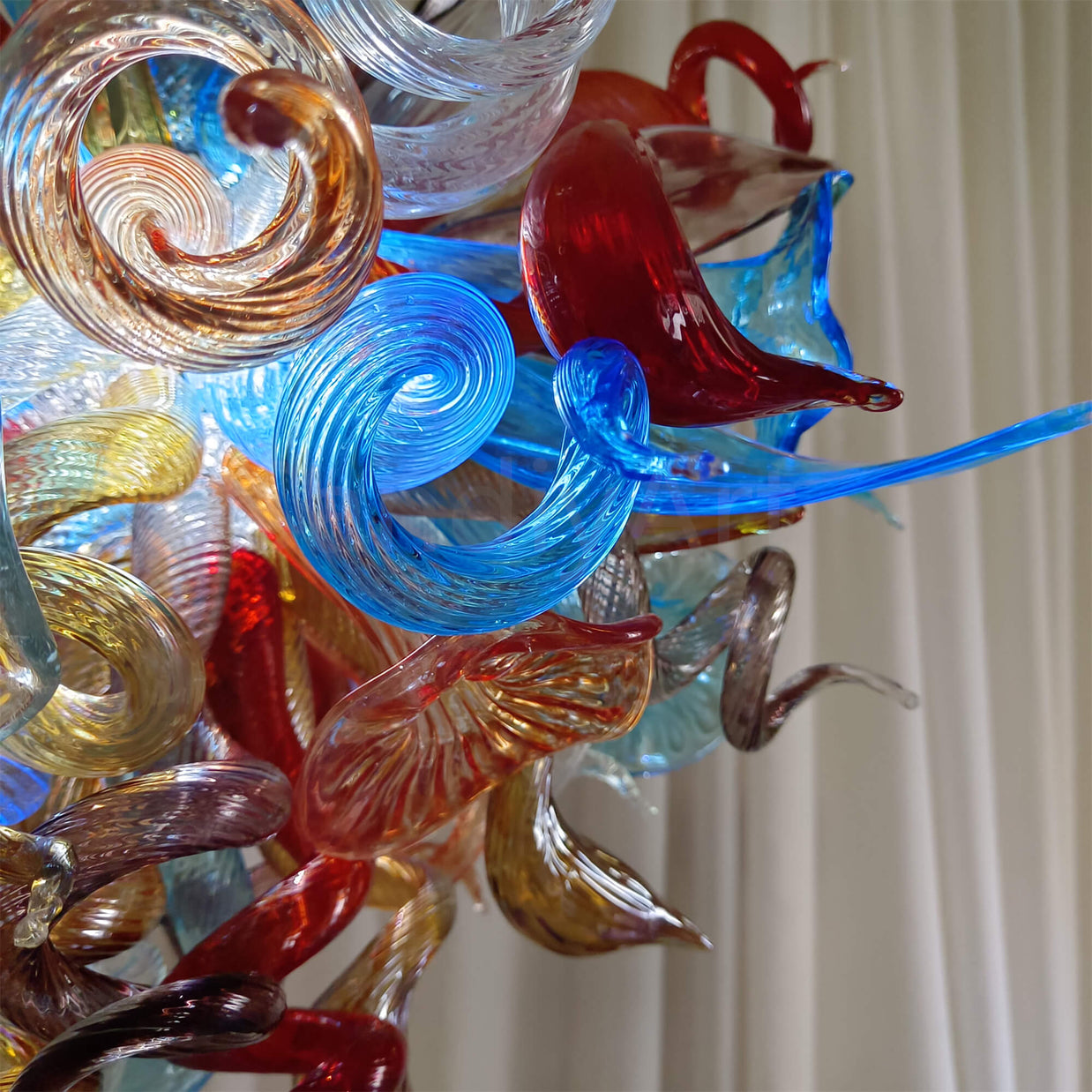 blown glass colorful flower chandelier