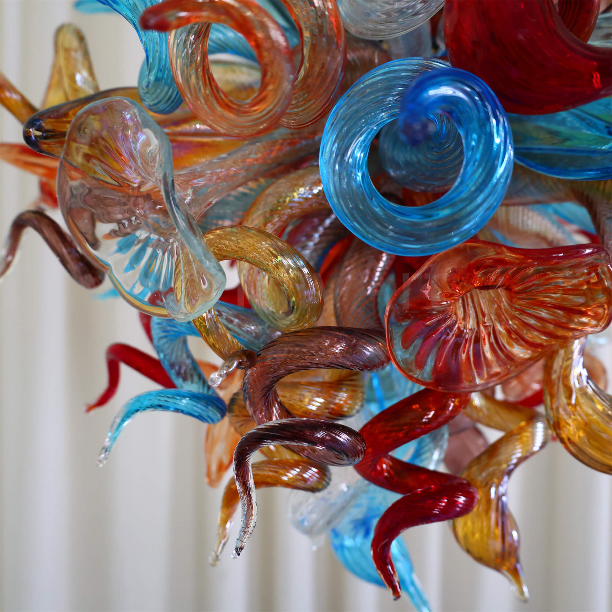 blown glass colorful flower chandelier
