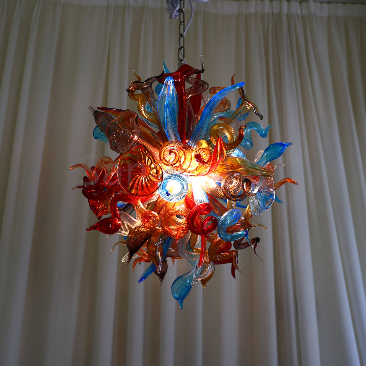 Where to buy chihuly style blown glass colorful flower chandelier