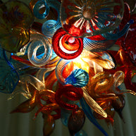 Where to buy chihuly style blown glass colorful flower chandelier