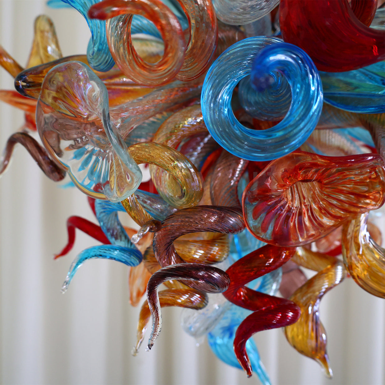 Where to buy chihuly style blown glass colorful flower chandelier