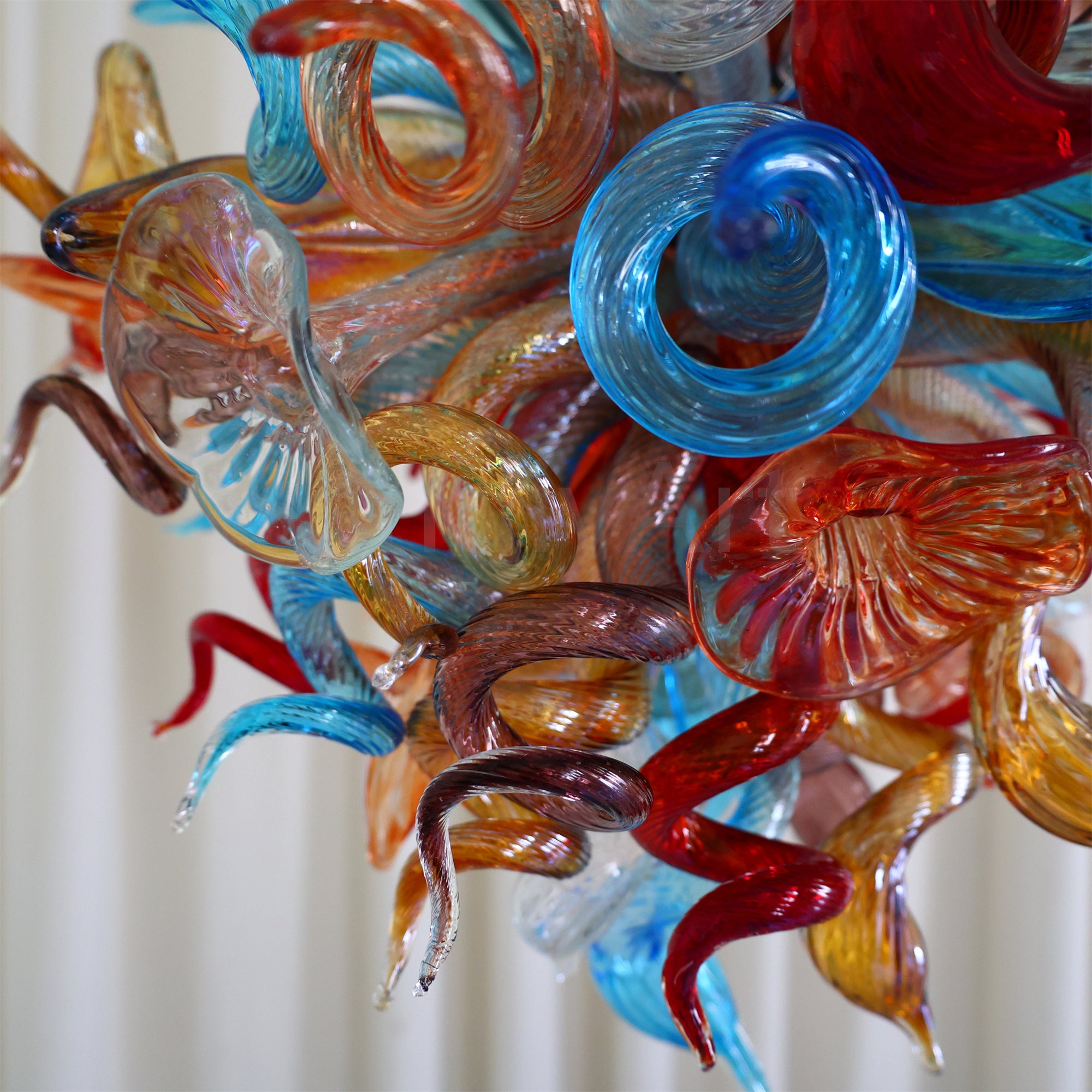 Where to buy chihuly style blown glass colorful flower chandelier