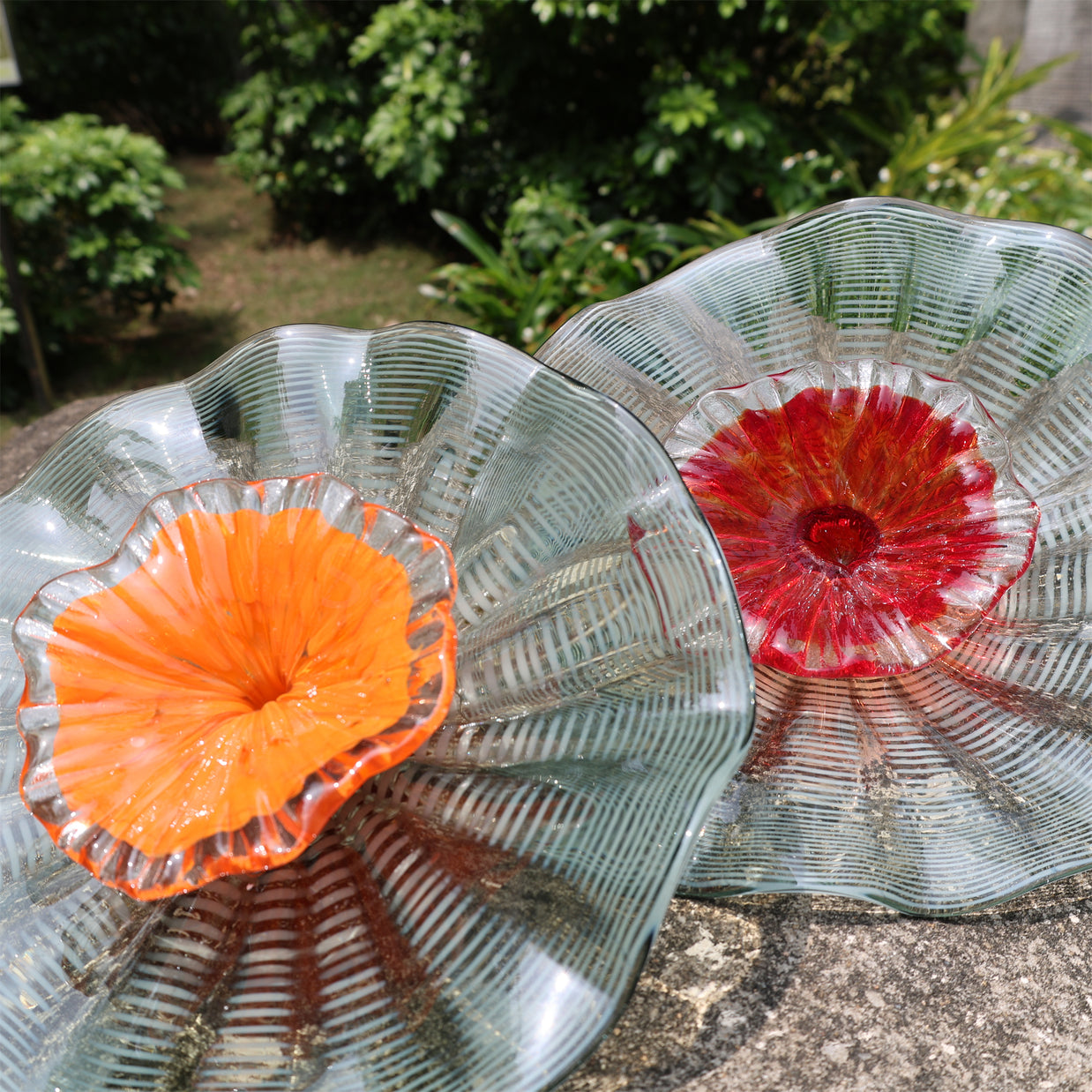 Custom design hand made platters like chihuly style wall art