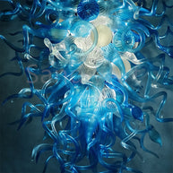 130cm tall DIY handblown glass blue chandelier staircase decoration