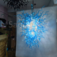 130cm tall DIY handblown glass blue chandelier staircase decoration