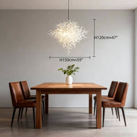 Egg white blown glass art chandelier