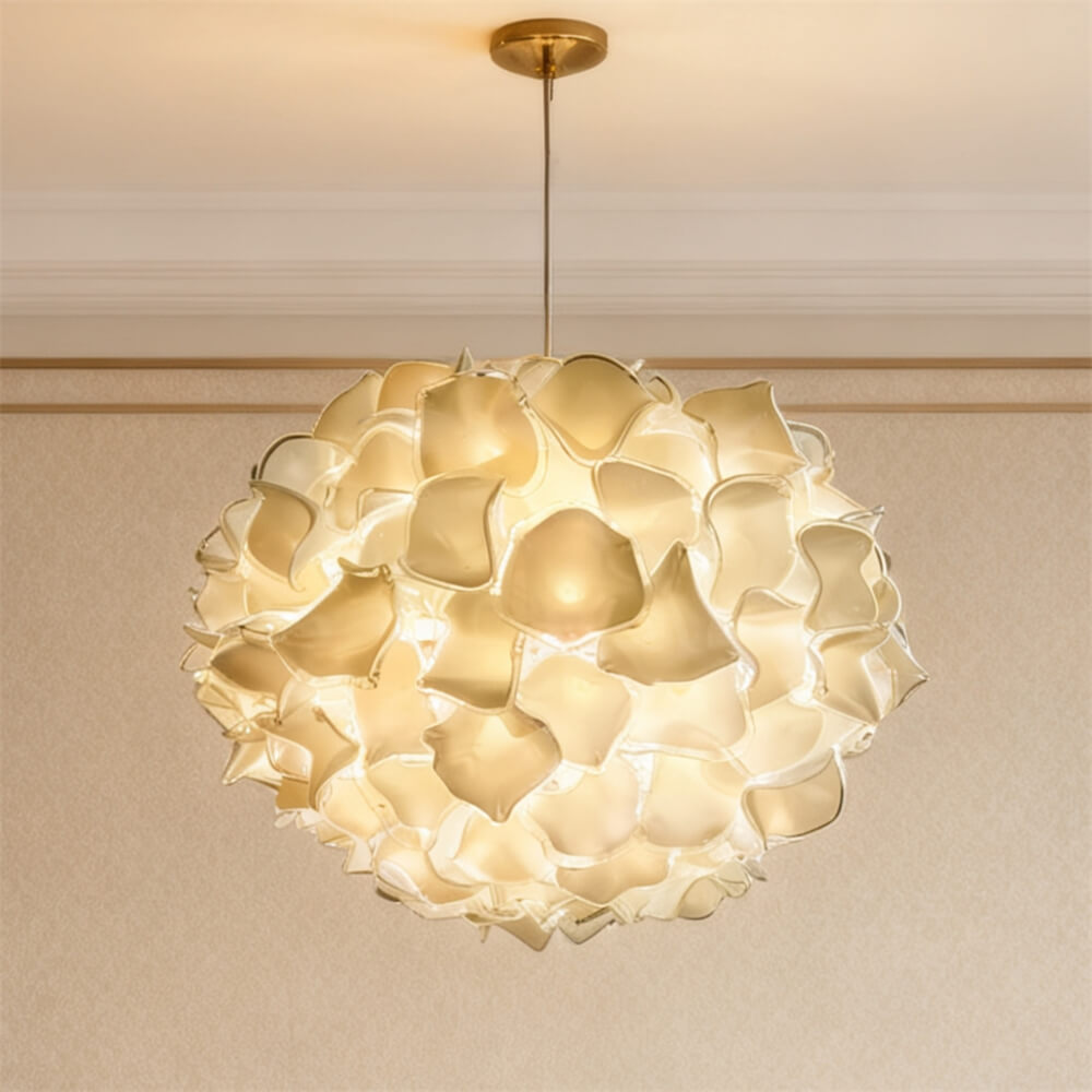 Custom glass art white flower chandelier wholesale price