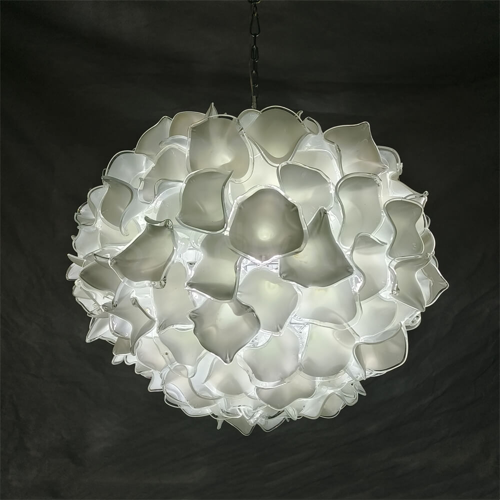 Custom glass art white flower chandelier wholesale price