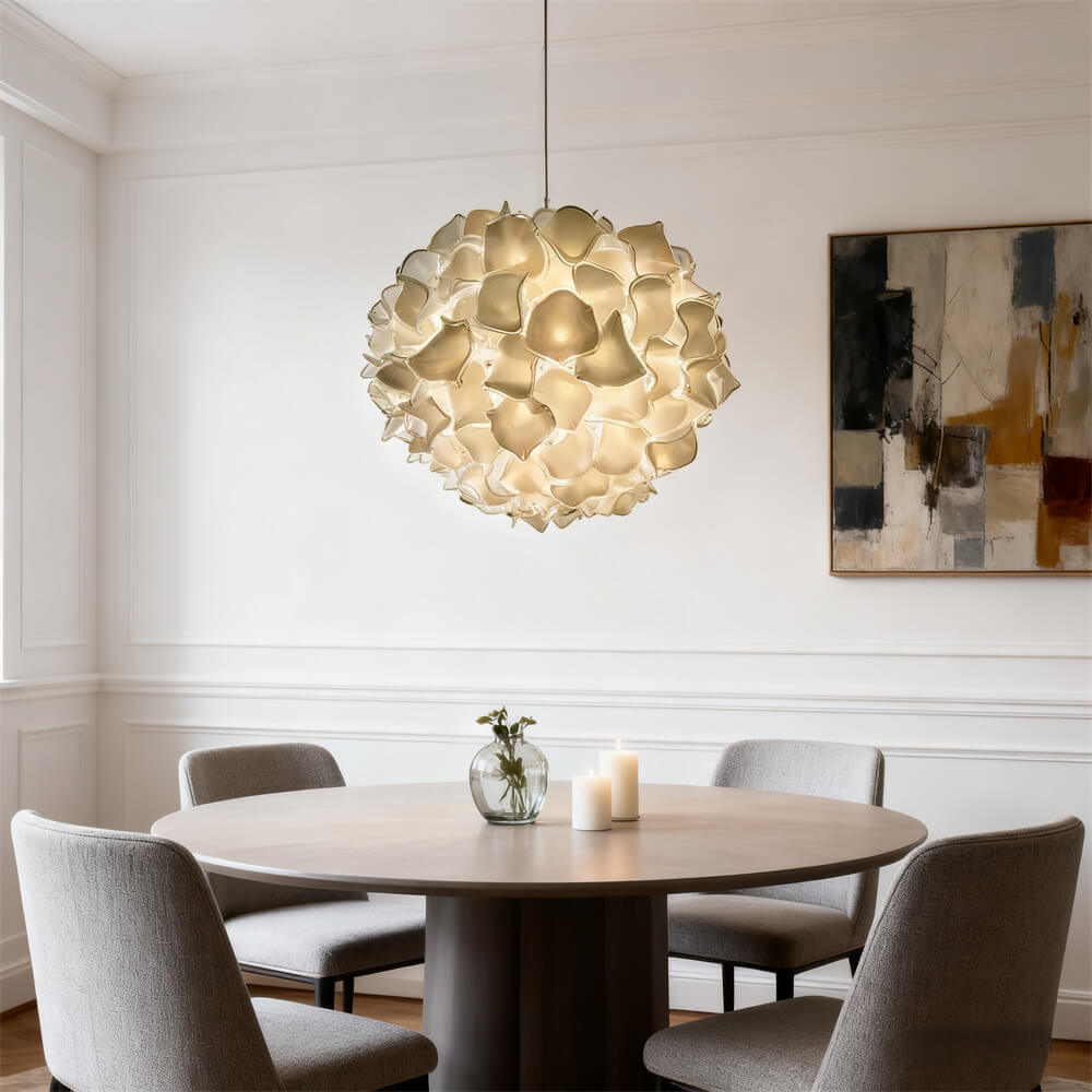 Custom glass art white flower chandelier wholesale price