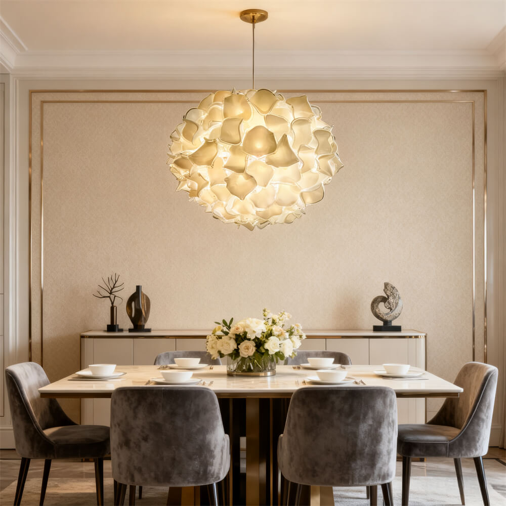 Custom glass art white flower chandelier wholesale price