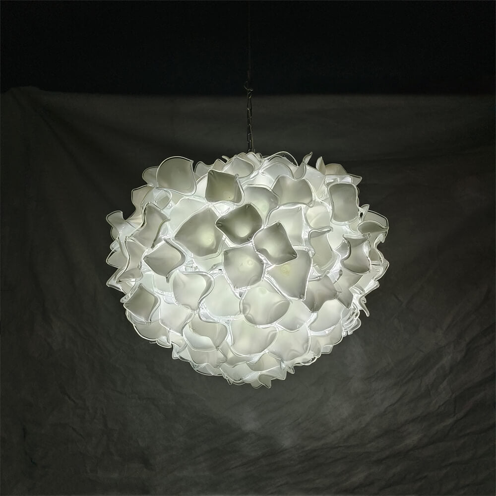 Custom glass art white flower chandelier wholesale price
