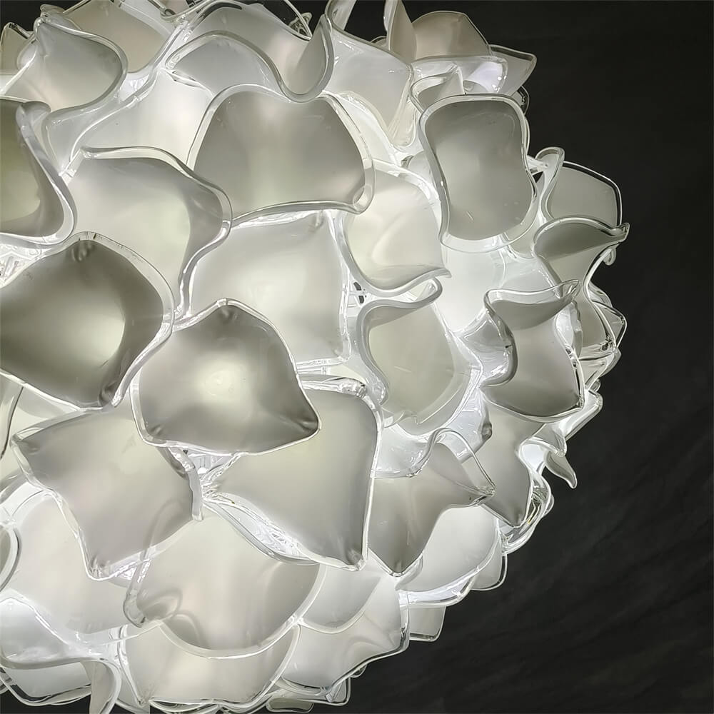 Custom glass art white flower chandelier wholesale price