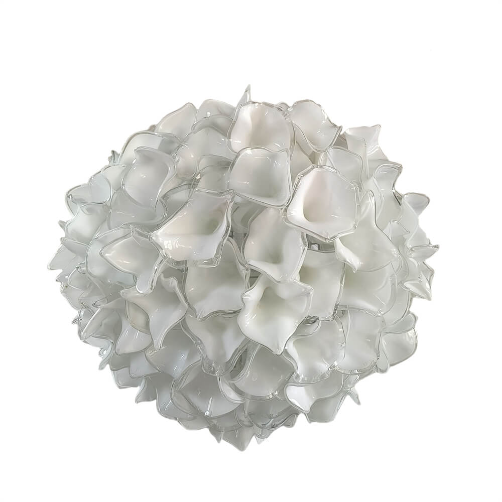 Custom glass art white flower chandelier wholesale price