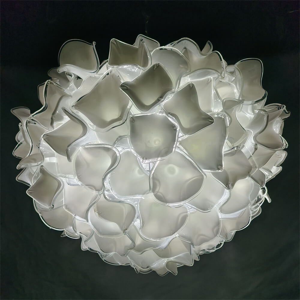 Custom glass art white flower chandelier wholesale price