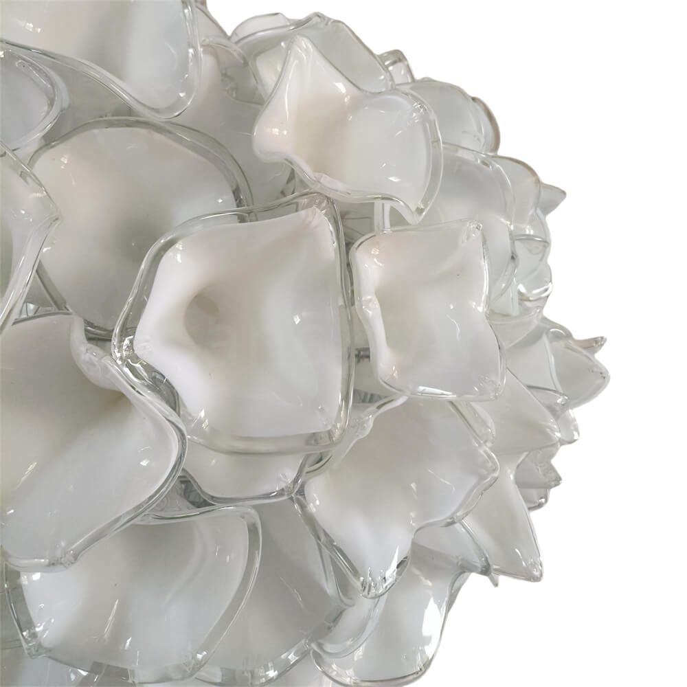 Custom glass art white flower chandelier wholesale price