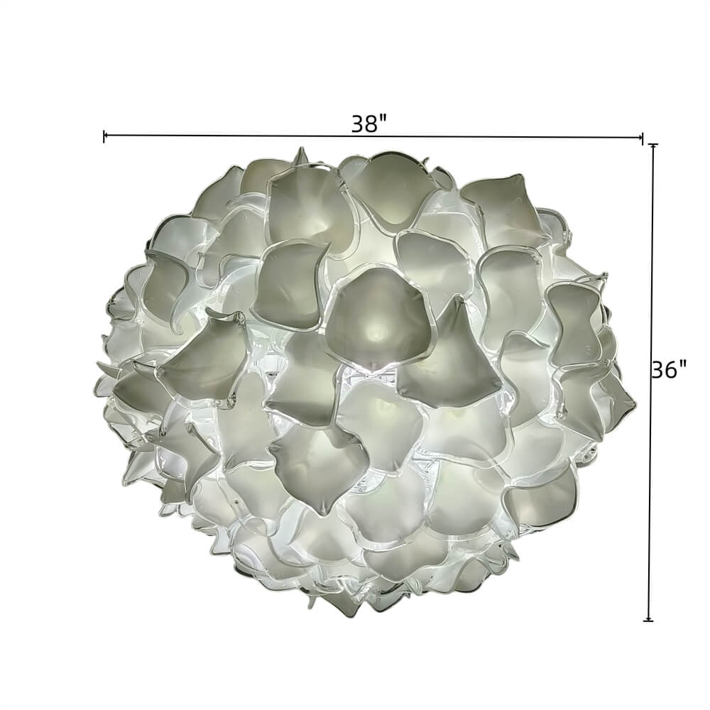 Custom glass art white flower chandelier wholesale price