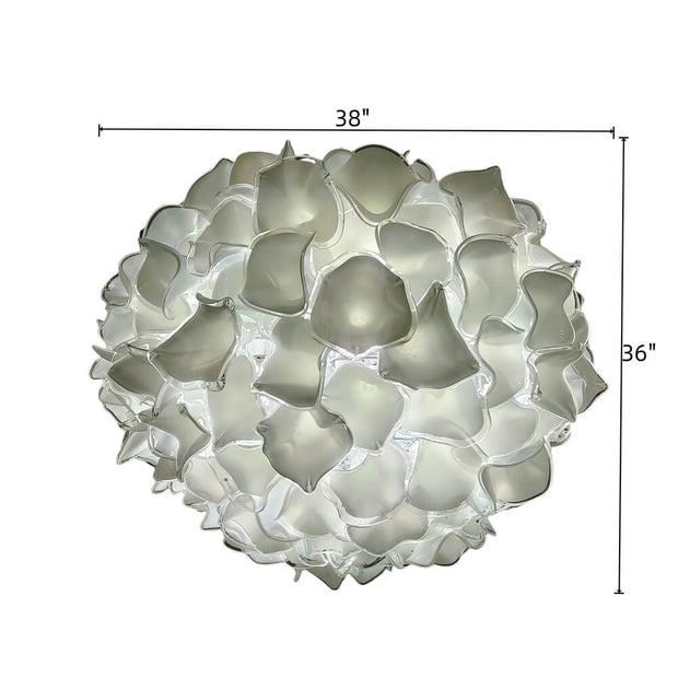 Custom glass art white flower chandelier wholesale price