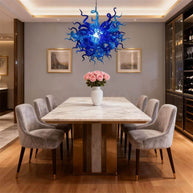 Blue blown chihuly style glass chandelier