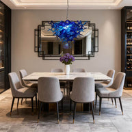 Blue blown chihuly style glass chandelier
