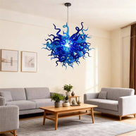 Blue blown chihuly style glass chandelier