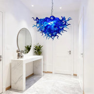 Blue blown chihuly style glass chandelier