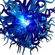 Blue blown chihuly style glass chandelier
