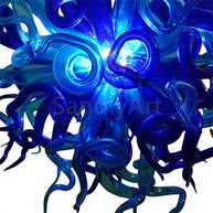 Blue blown chihuly style glass chandelier