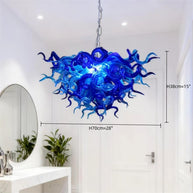 Blue blown chihuly style glass chandelier